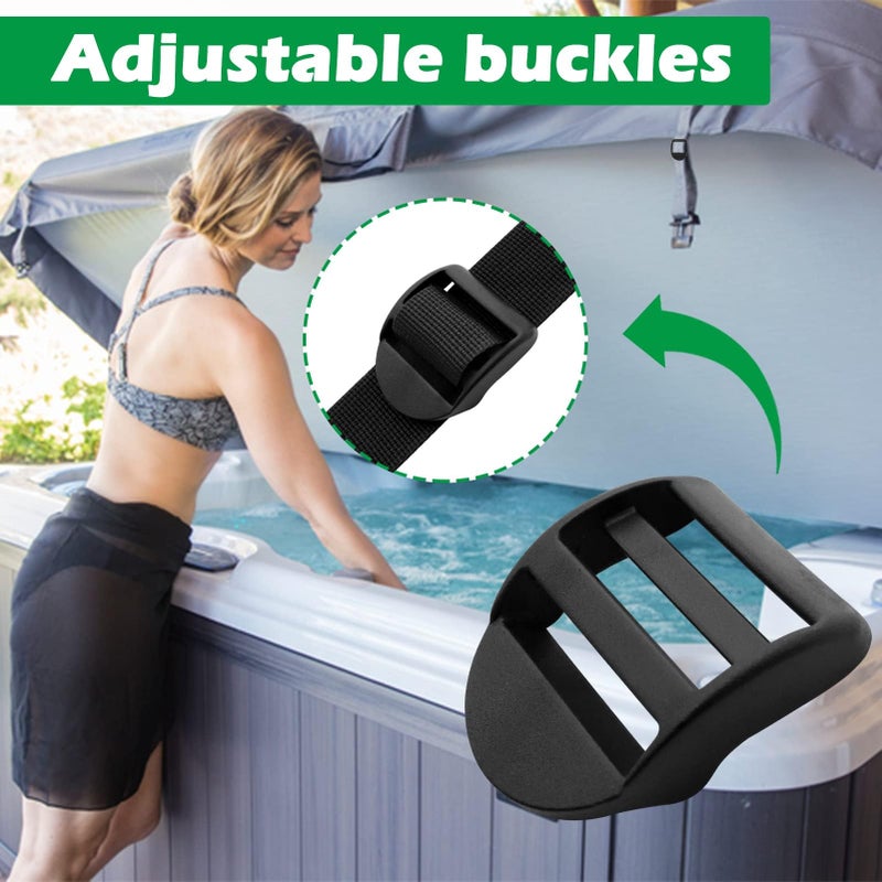 Zomofew 4 Sets Spa Hot Tub Cover Clips Latch Replacement Kit Hot Tub Cover Latches Clip Lock For Cover Straps With Keys Hardware Accessories For Spa Cover Straps (Black) - Image 5