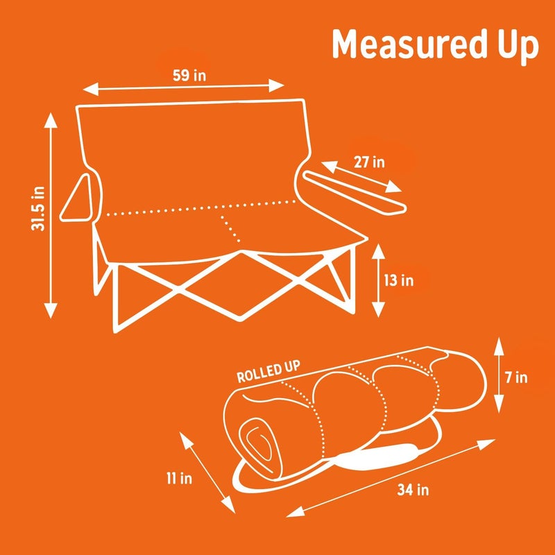 Kelty Low Loveseat Double 2 Person Camping Chair Two Person Foldable Seat for Festivals Concerts Tailgates Beach Days Low Seat Height - Image 3