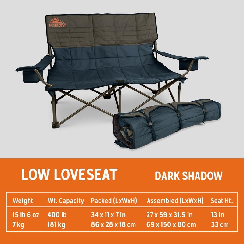 Kelty Low Loveseat Double 2 Person Camping Chair Two Person Foldable Seat for Festivals Concerts Tailgates Beach Days Low Seat Height - Image 4
