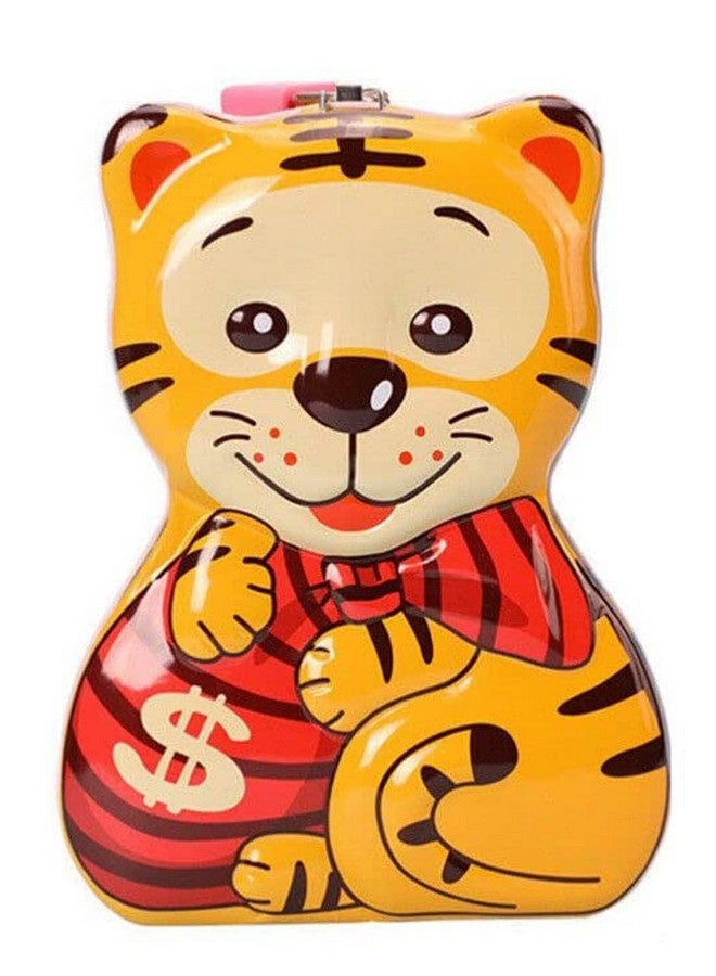 ويش كي صندوق نقود معدني لطيف وجذاب على شكل نمر كرتوني من WISHKEY مزود بقفل آمن ومفاتيح للأطفال، صندوق تخزين لحفظ النقود وجمع العملات المعدنية للأولاد والبنات (عبوة من قطعة واحدة، متعدد الألوان) - Image 1