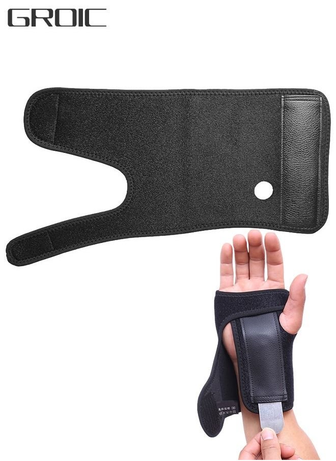 GROIC One Pair Wrist Brace Straps Sports Fixed Protection Steel Plate Palm, Removable Support Metal Sheet Black  - Image 1