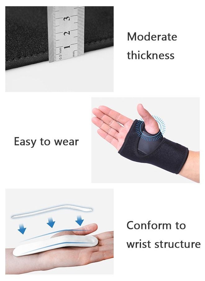 GROIC One Pair Wrist Brace Straps Sports Fixed Protection Steel Plate Palm, Removable Support Metal Sheet Black  - Image 5