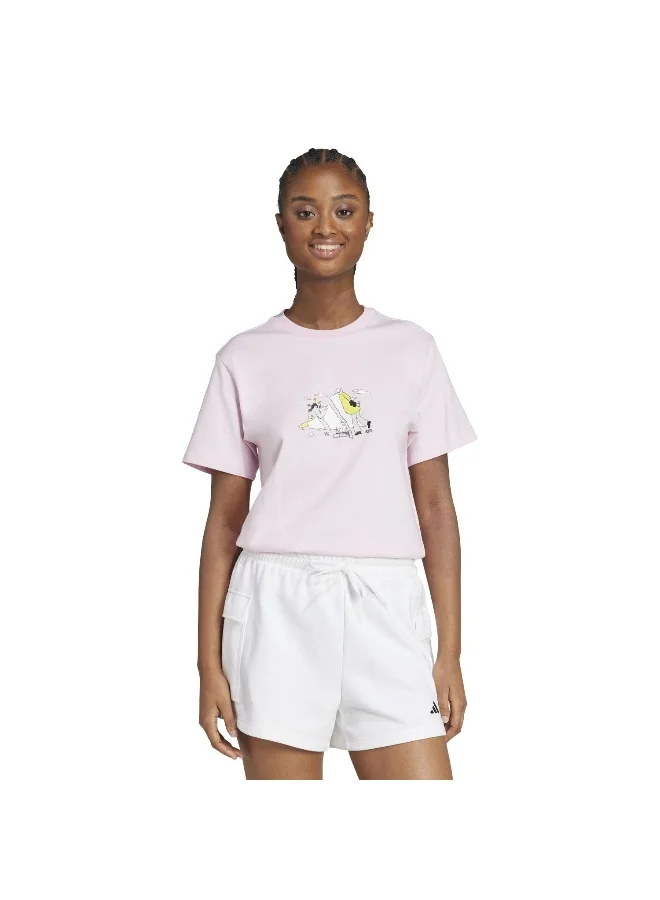 Adidas Adidas W Ddl T Pink Graphic Tee (Short Sleeve) T-Shirts For Women