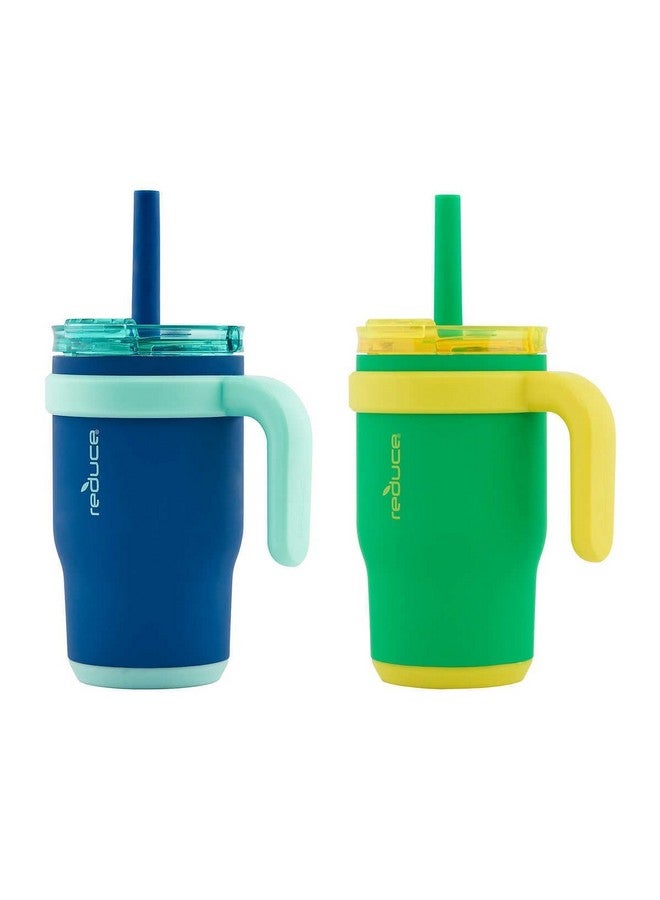 REDUCE 14oz Coldee Tumbler with Handle for Kids Leakproof Insulated Stainless Steel Mug with Lid & Straw -Spill Proof Chew-Resistant Straw 2 Pack - Image 3