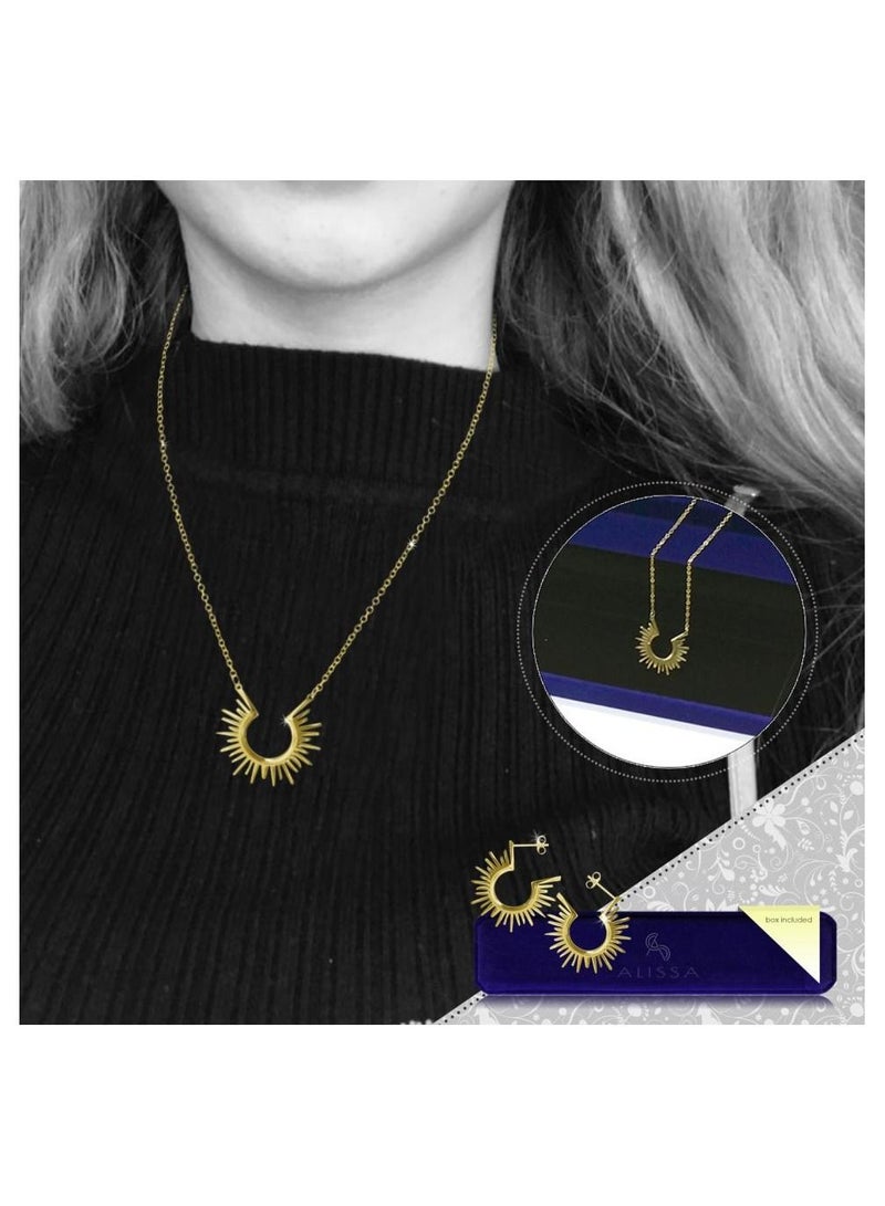 Alissa Complete Necklace Set with Earring Women's Gift Festival Wear Simple Necklace With Elegant Pattern Gold - Image 4