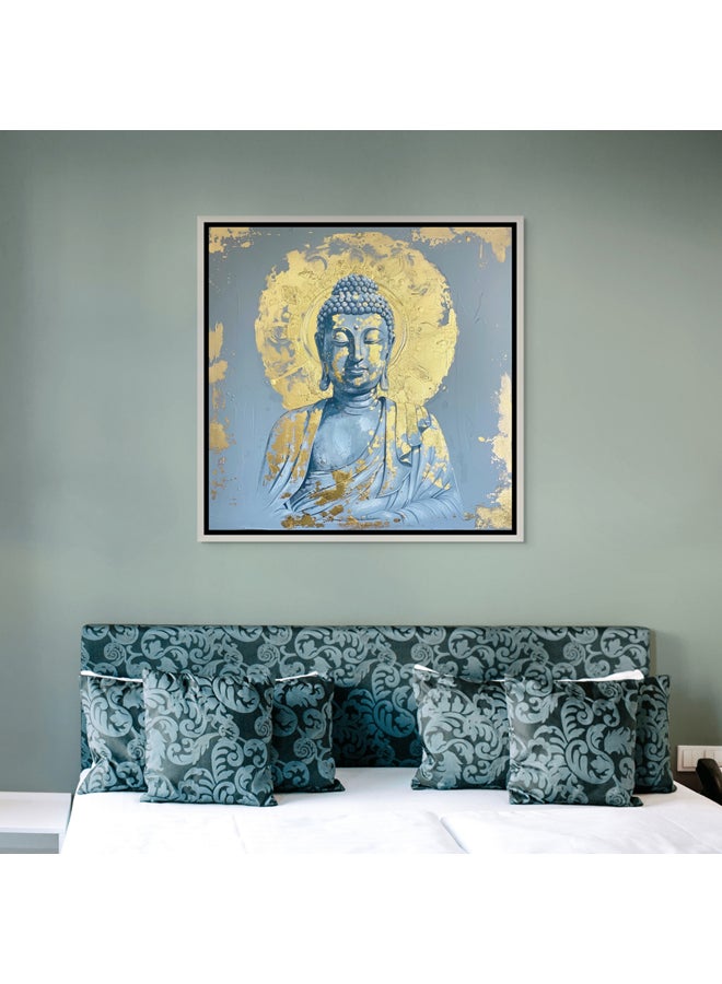 آرت دیکور  ديكور فني مؤطر قماش الذهب والأزرق بوذا مربع الروحي تأملي طباعة جدار ديكور للمنزل غرفة المعيشة غرفة نوم مكتب الهدايا - Image 2