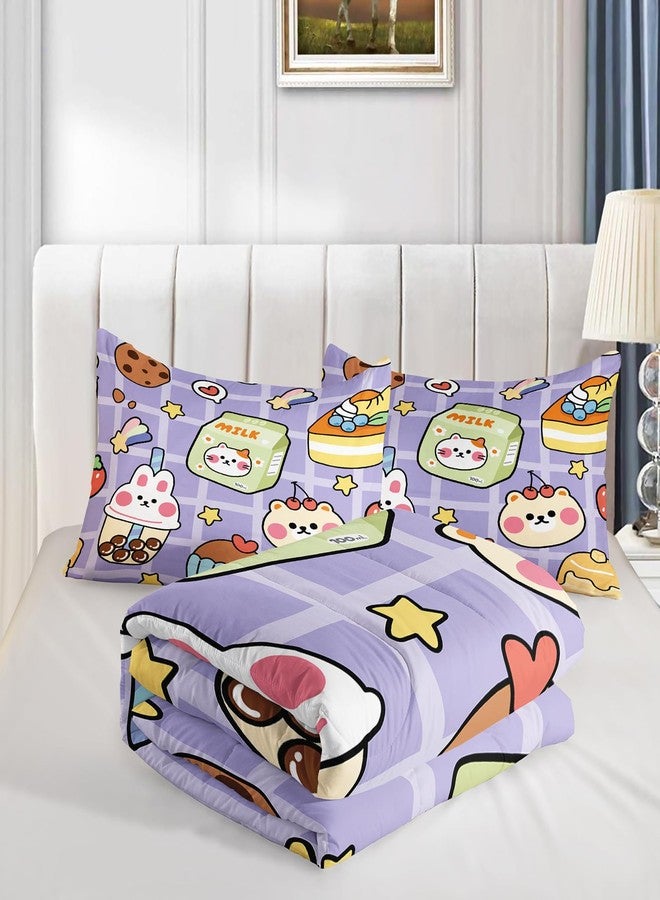 QOOMO Kawaii Bear Comforter Set for Kids Teens Girls Women, Cute Bear Kids Comforter,1 Comforter with 2 Pillowcase, Microfiber 3 Piece Bedding Set,for All Seasons, Twin Size - Image 4