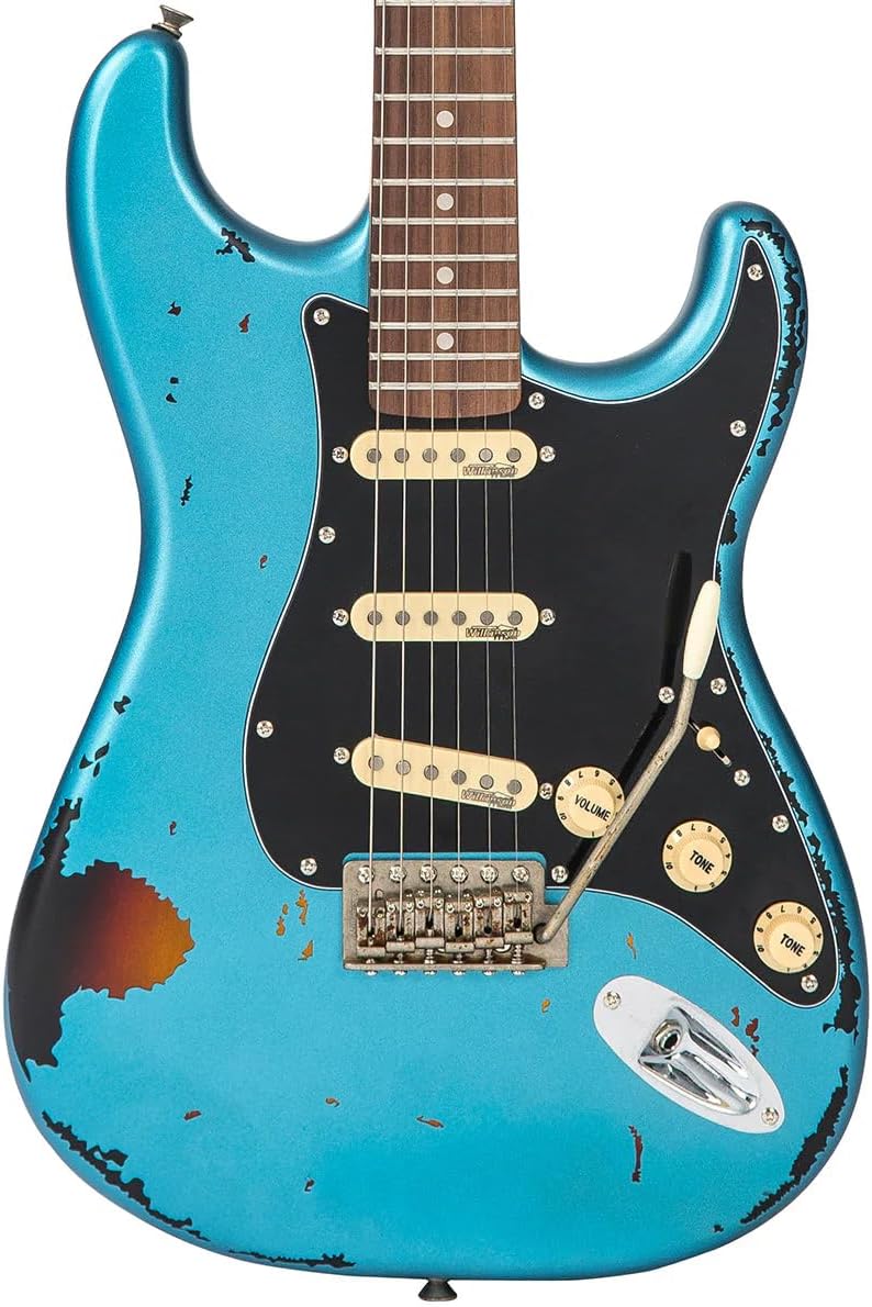 vintage غيتار كهربائي عتيق V6 أيقونة - لون أزرق غون هيل المتآكل - Image 5