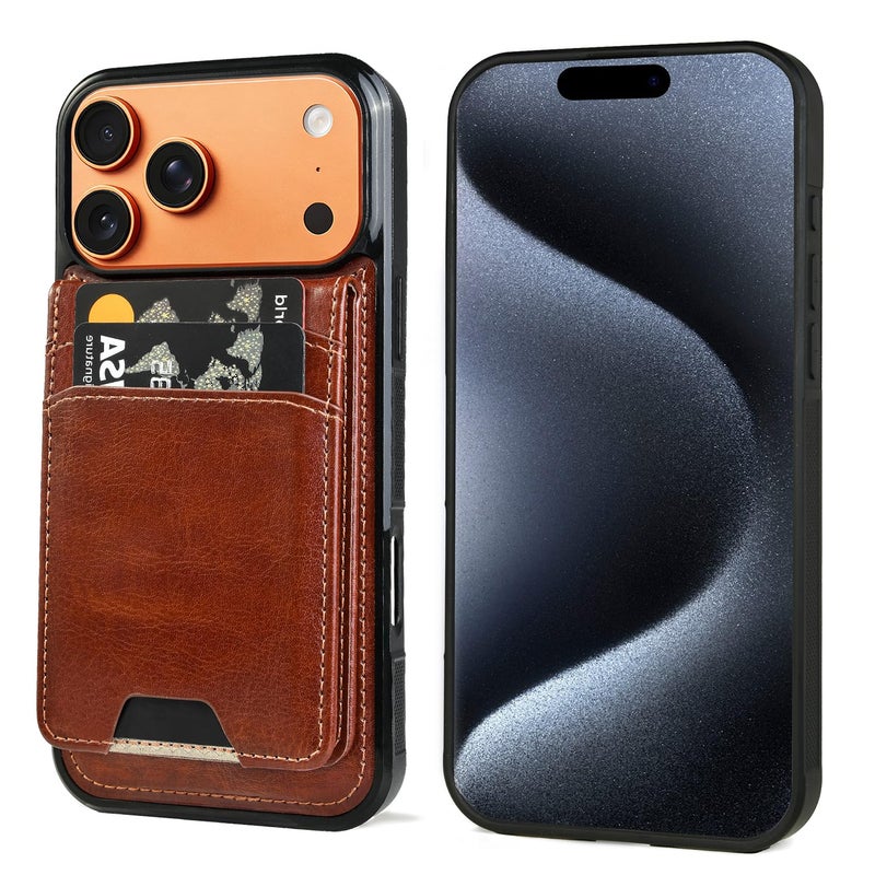 AOFEGRLT for iPhone 17 Pro Max MagSafe Wallet Case, Magnetic Detachable Leather Wallet with Card Holder & Kickstand, Slim Protective Phone Case Compatibility with iPhone 17 Pro Max. Brown - Image 3