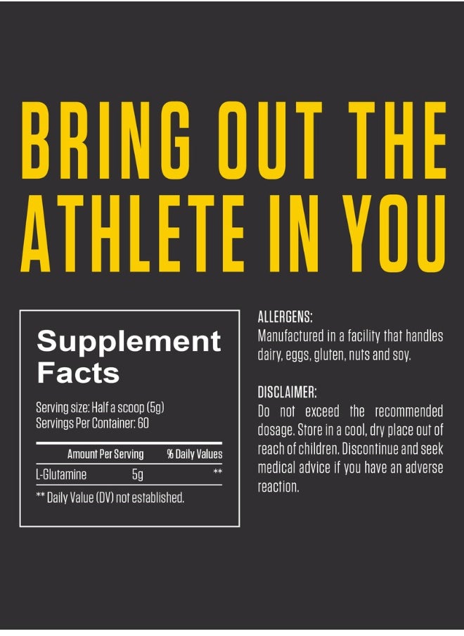 FUEL-UP by Kcal - L-Glutamine Powder – 300g (10.58oz) Unflavoured, 60 Servings – Workout Recovery & Muscle Hydration Supplement - Image 1