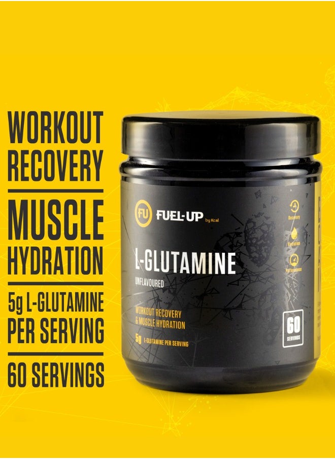 FUEL-UP by Kcal - L-Glutamine Powder – 300g (10.58oz) Unflavoured, 60 Servings – Workout Recovery & Muscle Hydration Supplement - Image 1