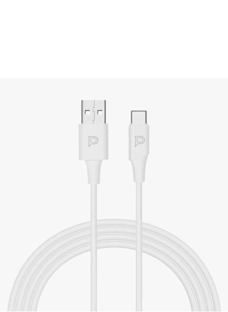 Powerology Power Sync Flex USB-A to USB-C PD 20W and 1.2m Cable / High-Speed Charging / Power + Sync / High-Speed 480Mbps Data Transfer - White  - Image 4