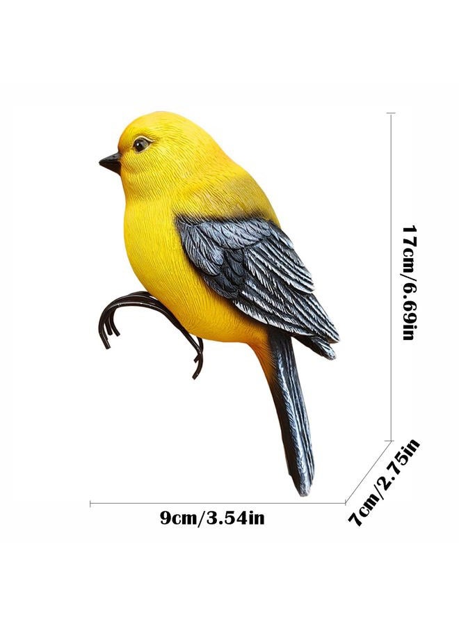JARPSIRY Garden Bird Statue Flower Pot Hugger Outdoor Decor for Tree, 6.7" Tall Resin Bird Figurine Plant Pot Decorations for Fence Balcony Patio Lawn Yard Ornaments (Yellow) - Image 2
