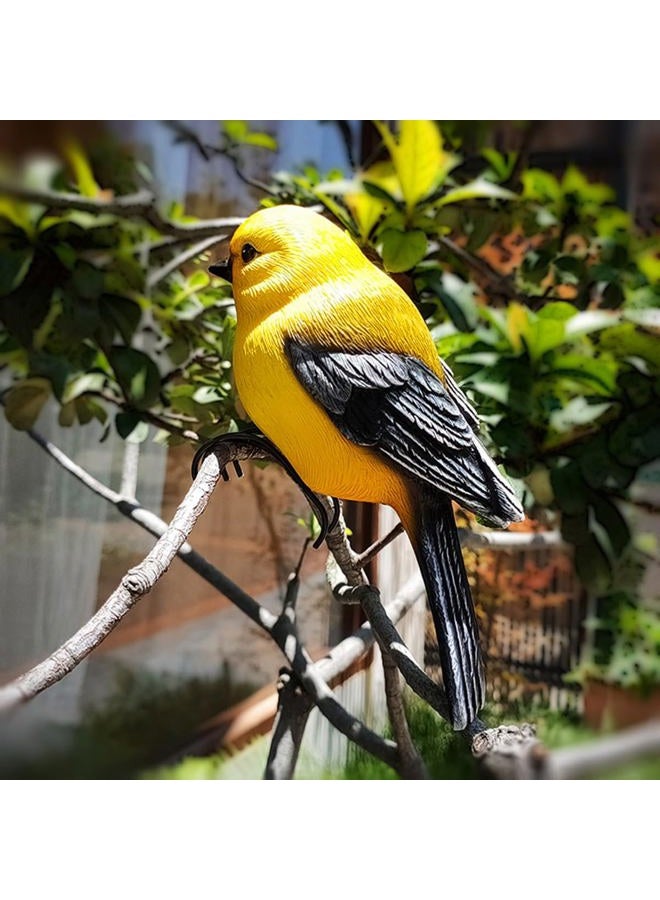 JARPSIRY Garden Bird Statue Flower Pot Hugger Outdoor Decor for Tree, 6.7" Tall Resin Bird Figurine Plant Pot Decorations for Fence Balcony Patio Lawn Yard Ornaments (Yellow) - Image 4