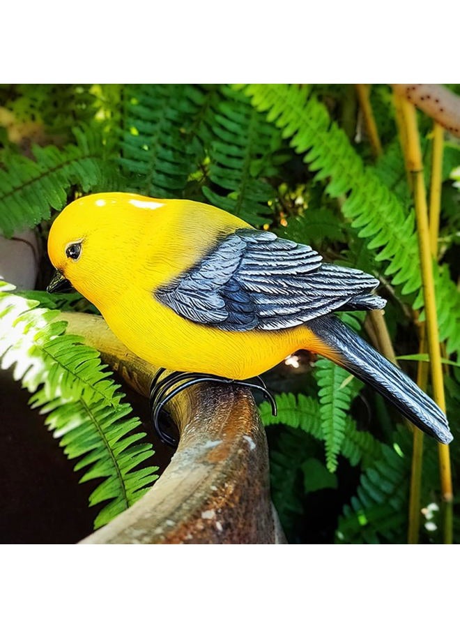 JARPSIRY Garden Bird Statue Flower Pot Hugger Outdoor Decor for Tree, 6.7" Tall Resin Bird Figurine Plant Pot Decorations for Fence Balcony Patio Lawn Yard Ornaments (Yellow) - Image 5