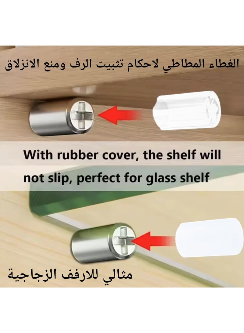 48 مسمار رف معدني مع غطاء مطاطي ، تكاية رف خشب، تكاية رف زجاج، دعامات تثبيت للأرفف الخشبية والزجاجية باللون الابيض - Image 5