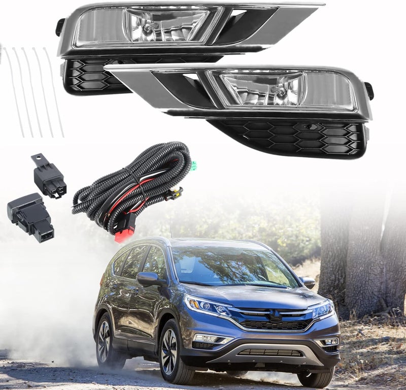 ANTUKO 2Pcs Clear Lens Front Driving Fog Light Assembly with Bulbs and Switch Wiring Kit for CR-V/CRV 2015-2016 - Image 1