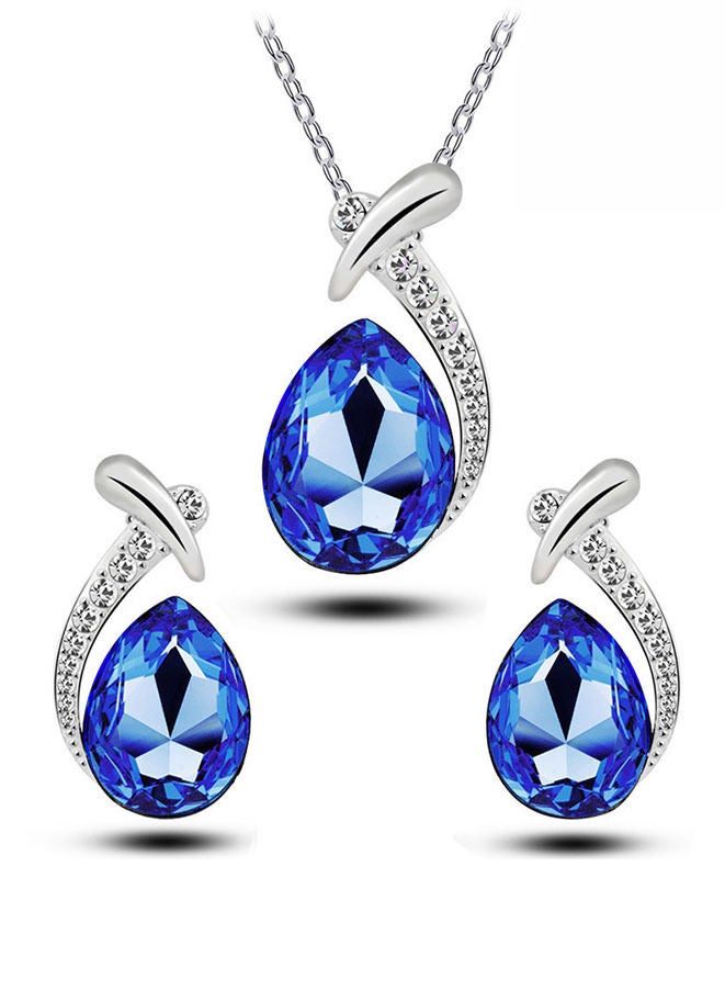 Austrian Crystal Teardrop Pendant Necklace And Earrings Set - Image 1