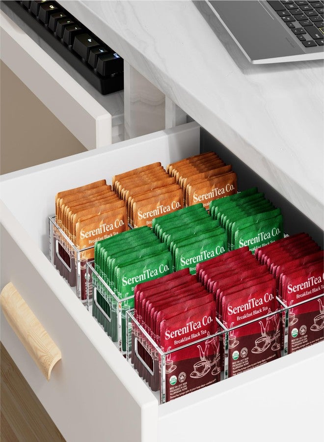 FUCDTEFC Tea Bag Organizer, Small Clear Tea Bag Holder for Drawer Kitchen Cabinets Pantry Countertops Organizers Storage, BPA-Free Acrylic Coffee Pods, Sugar Packets,Plastic Teabag Bins Home Organizer - Image 4