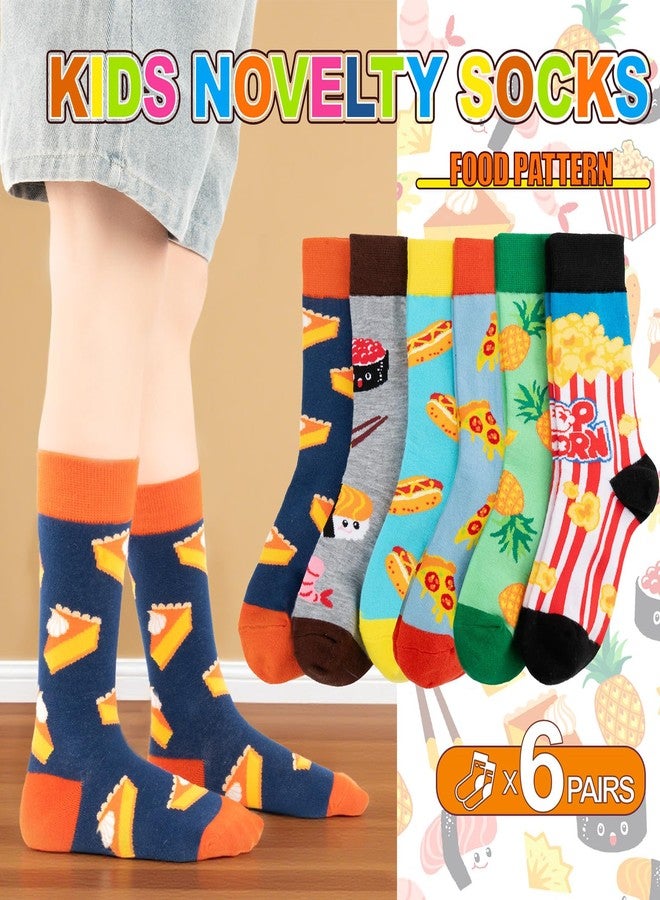 Dsia Zamur 6 Pack Boys Girls Novelty Food Socks + Gift Box, Kids Colorful Athletic Calf Crew Socks for Children Sons Pizza Pineapple Pumpkin Pie Sushi Popcorn Hot Dog Lovers 7-10 years - Image 4
