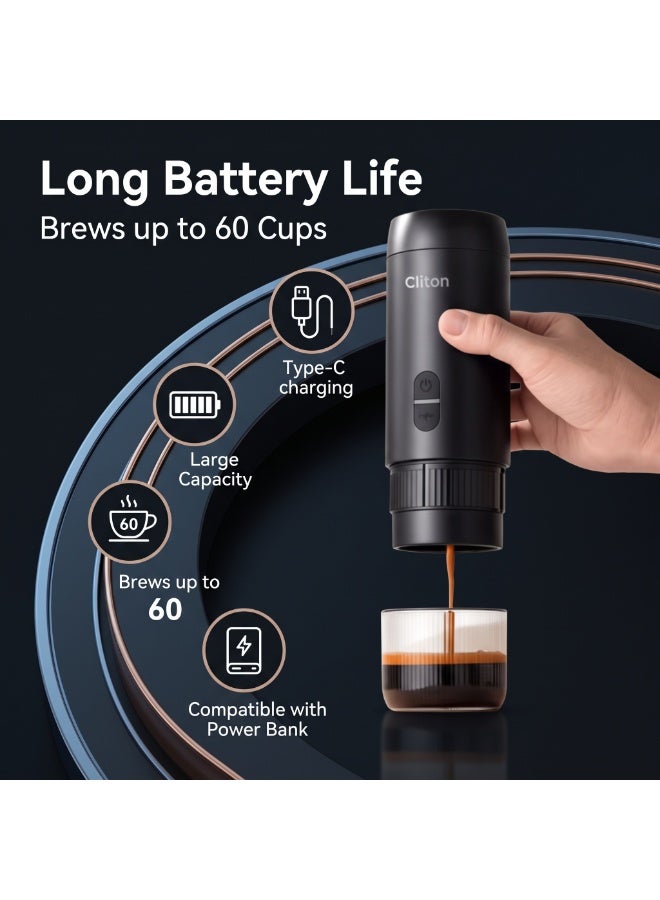 Portable Espresso Machine 20Bar, Dual Mode for Ground Coffee & Capsules, 304 Stainless Steel Tank, Rechargeable Battery, IPX5 Waterproof, Travel Coffee Maker - Image 2
