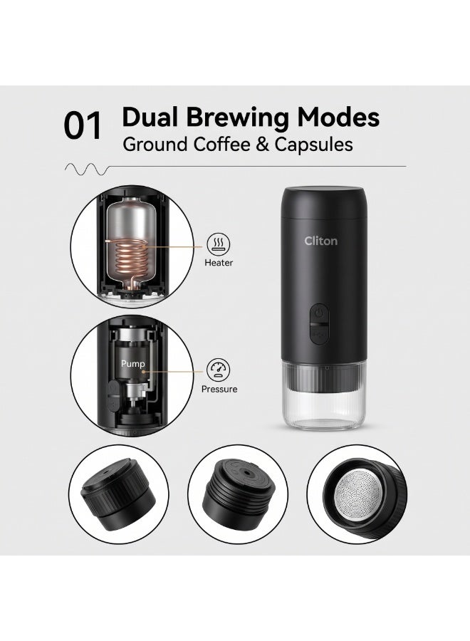 Portable Espresso Machine 20Bar, Dual Mode for Ground Coffee & Capsules, 304 Stainless Steel Tank, Rechargeable Battery, IPX5 Waterproof, Travel Coffee Maker - Image 5