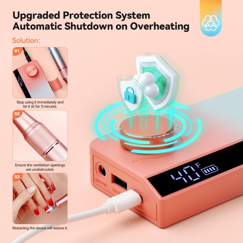 SAVILAND Electric Nail Drill Professional: 40000RPM Upgrad Nail Drill Kit 2025 Beautiful Gradient Sunset Color Scheme Nail D rill Machine Portable Nail File & Buffers Salon Use Manicure Pedicure - Image 2