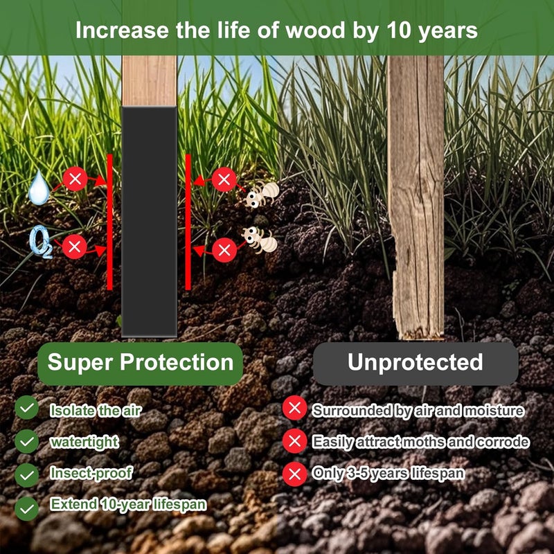 Alvktora 30x13 Fence Post Sleeve, Saver Post Sleeve, Posts Protector 4x4/6x6/7x7, Mailbox Posts Wrap, 2-Layer EVA+PVC Wood Protector Sleeves(8 Pcs) - Image 3