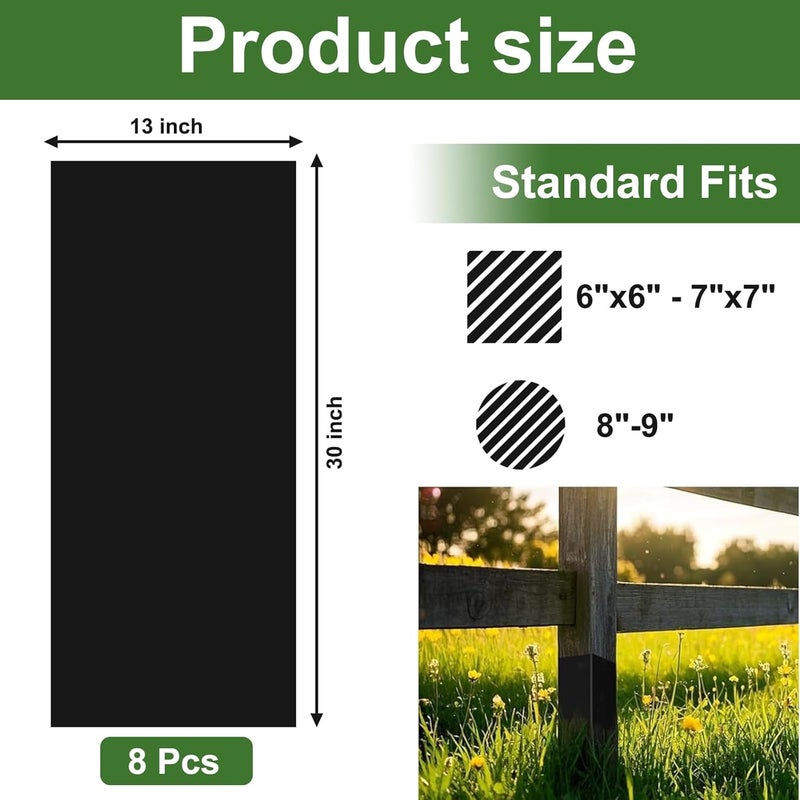 Alvktora 30x13 Fence Post Sleeve, Saver Post Sleeve, Posts Protector 4x4/6x6/7x7, Mailbox Posts Wrap, 2-Layer EVA+PVC Wood Protector Sleeves(8 Pcs) - Image 2