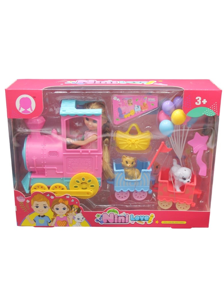 نيني دمية نيني لوف مع القطار والاكسسوارات 31-2389955P - Image 1