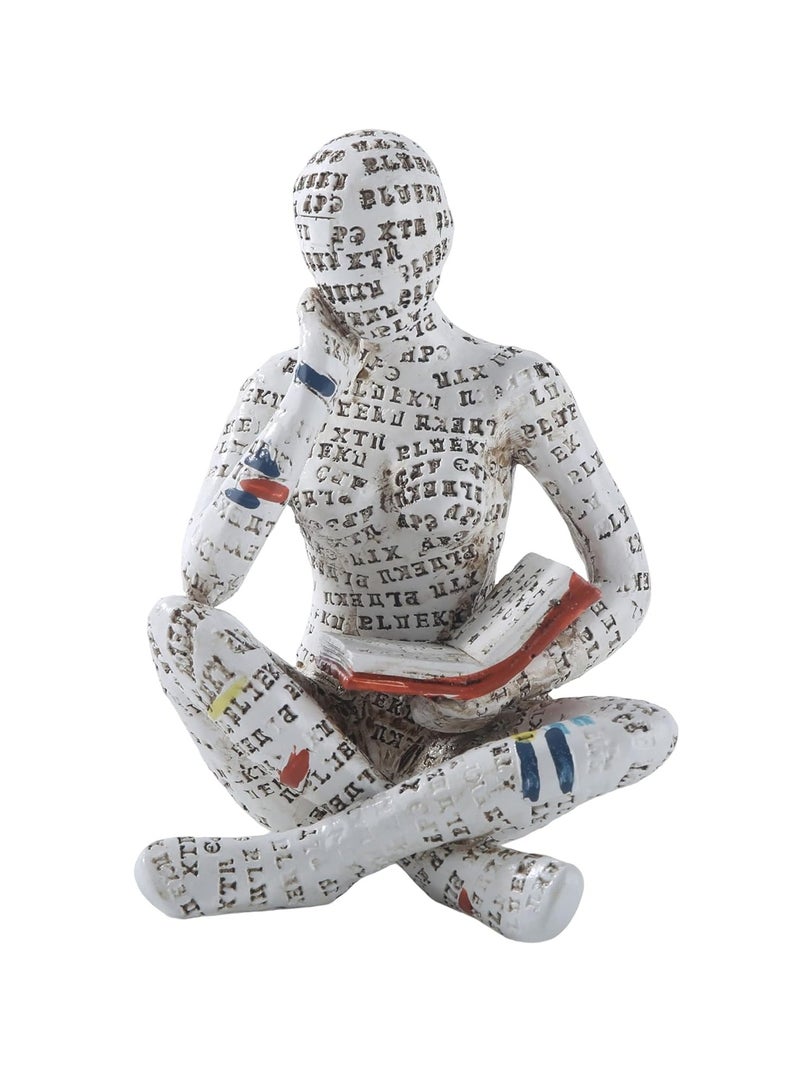 Home Decor Paper Pulp Reading Lady Thinker Statue Aesthetic Sculpture Room Decor Modern Abstract Decor Shelf Table For Living Room Office Bedroom (E) - Image 1