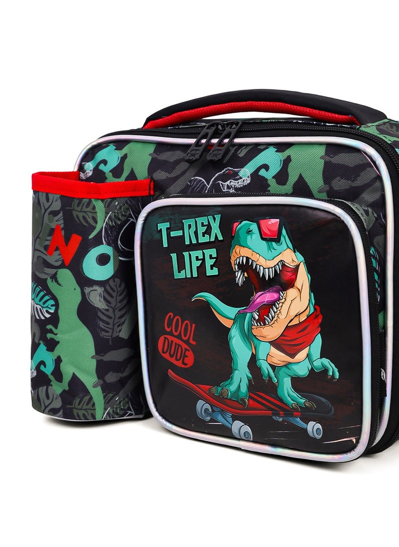 Eazy Kids Bottle With Lunch Bag - Dinosaur - Green  - Image 2