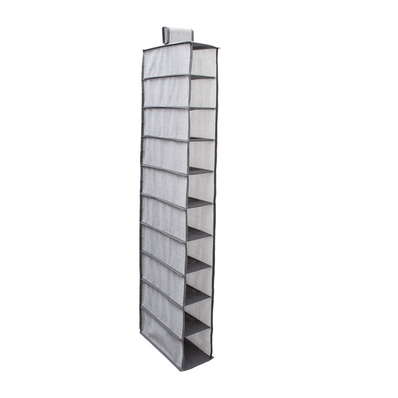 Simplify 10 Shelf Shoe Organizer Dimensions 591 D x 1181 W x 4724 H Storage Velcro Foldable Closet Organization Grey