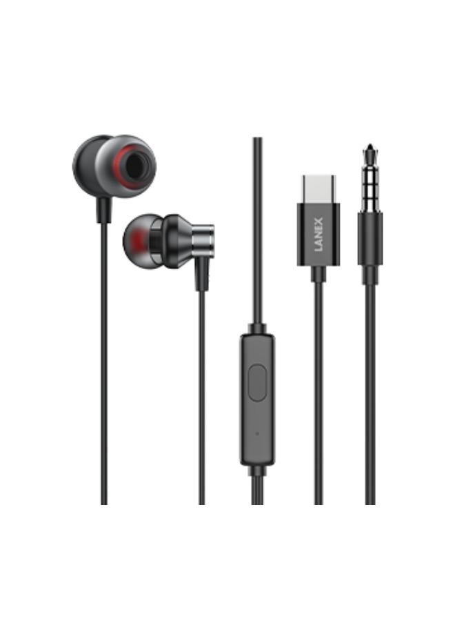 لانيكس سماعة أذن سلكية معدنية من LANEX LE17 TYPE-C بصوت ستيريو - TARNISH - Image 1