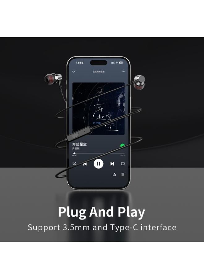 لانيكس سماعة أذن سلكية معدنية من LANEX LE17 TYPE-C بصوت ستيريو - TARNISH - Image 4