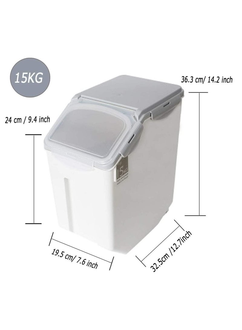 RollsTimi  Grain Rice Storage Bin Food Containers 2pcs Set Leak Proof Locking Lid,Multifunctional Containers For Kitchen Food With Measuring Cups 15kg Box - Image 4