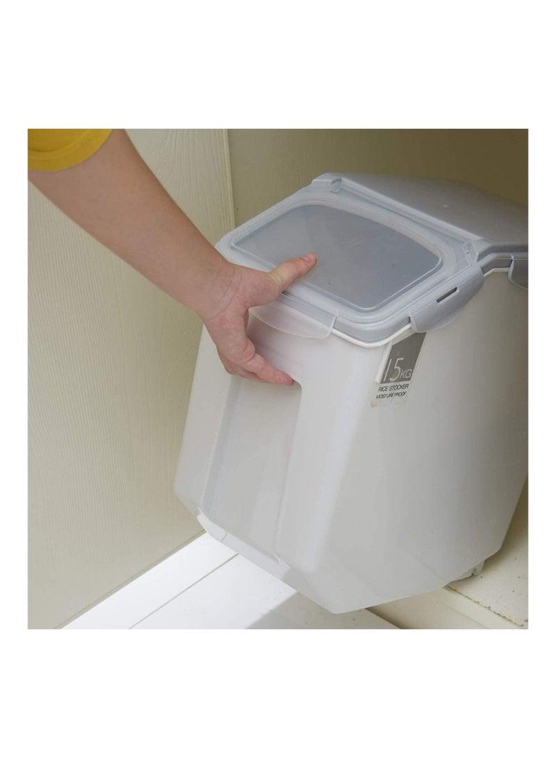 RollsTimi  Grain Rice Storage Bin Food Containers 2pcs Set Leak Proof Locking Lid,Multifunctional Containers For Kitchen Food With Measuring Cups 15kg Box - Image 3