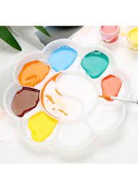 DEZIINE� 2 Pcs Small Flower Shape Color Mixing Palette Paint Plate Draw Palette - White - Image 5