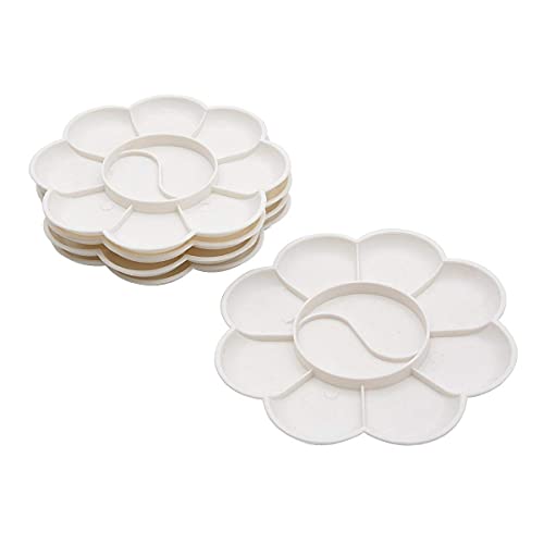 DEZIINE� 2 Pcs Small Flower Shape Color Mixing Palette Paint Plate Draw Palette - White - Image 3