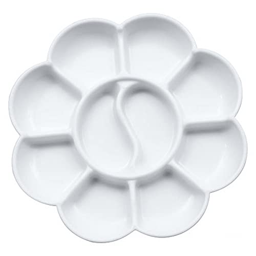 DEZIINE� 2 Pcs Small Flower Shape Color Mixing Palette Paint Plate Draw Palette - White - Image 1