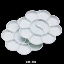 DEZIINE� 2 Pcs Small Flower Shape Color Mixing Palette Paint Plate Draw Palette - White - Image 2