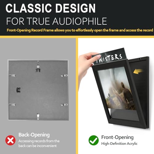 Emfogo Vinyl Record Frame, 3-Pack Album Frames for Vinyl Records Display, Record Frame for 12x12 Inch LP Cover Display (3 Pack/Black) - Image 2