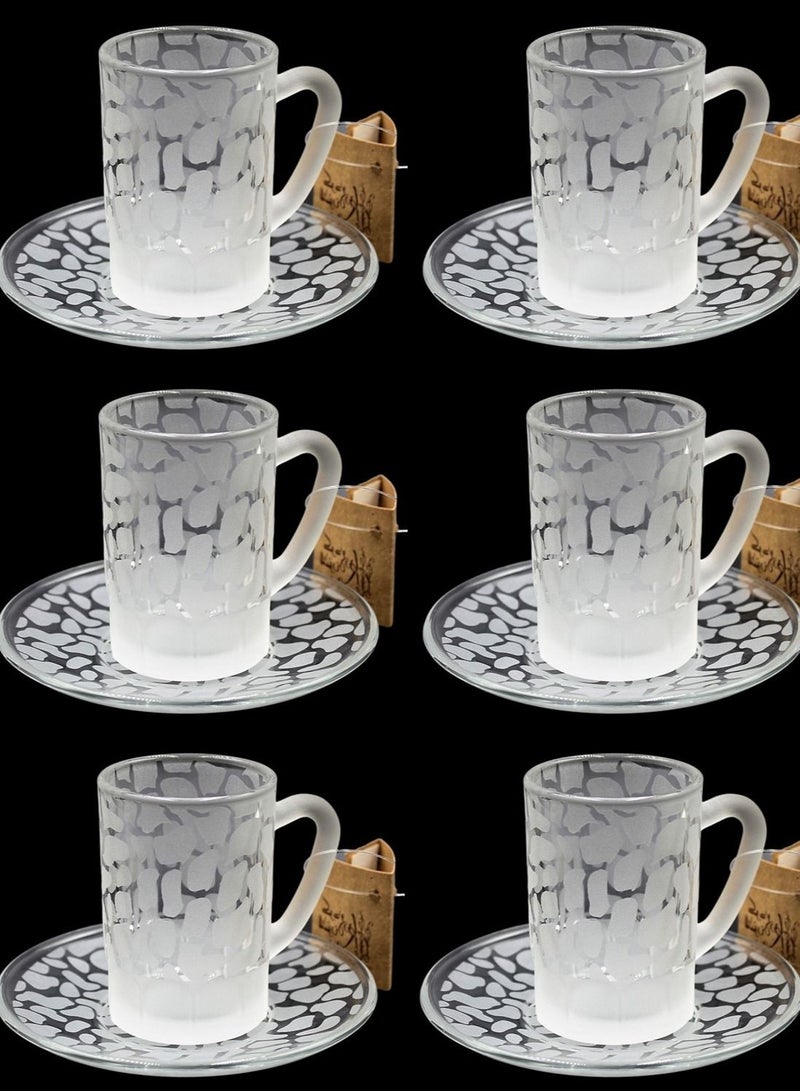 KuduArts Tea cups with saucer glass set of 6 pieces - Image 1