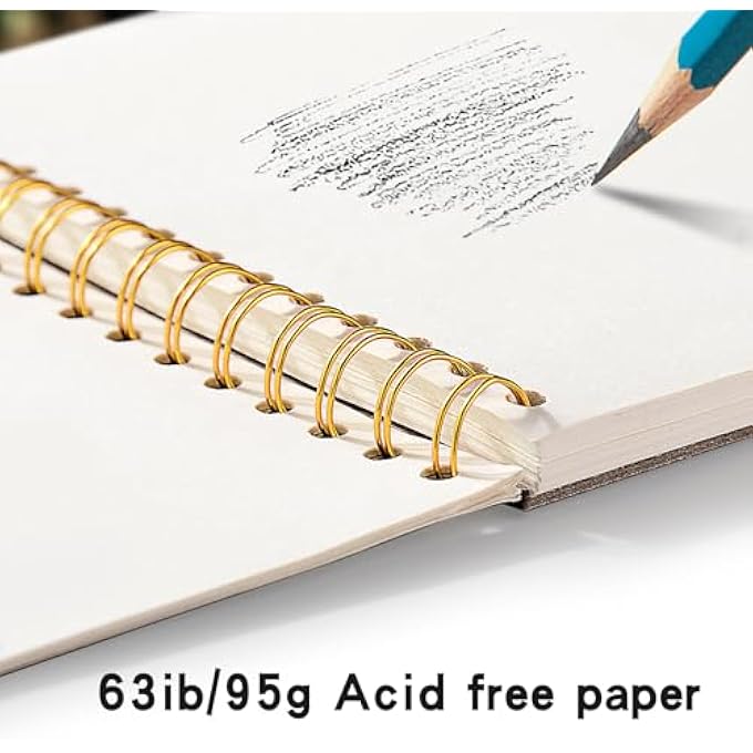 A4 SKETCH BOOK, TOP SPIRAL BOUND SKETCH PAD, 1 PACK 60-SHEETS (68LB/100GSM) ACID FREE ART SKETCHBOOK ARTISTIC DRAWING PAINTING WRITING PAPER FOR BEGINNERS ARTISTS(STARRY) - Image 5