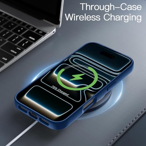 DIZORO Compatible iPhone 17 Pro Case,(Compatible with MagSafe) Non Yellow Military-Grade Drop Protection & Hard PC Back Cover Slim Transparent Anti-Scratch Shockproof Phone Case - Dark Blue - Image 5