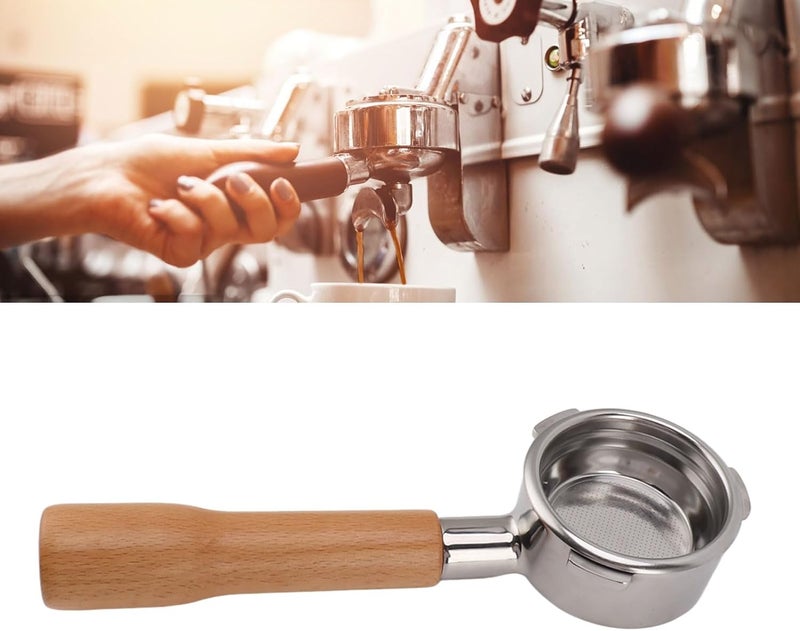 fannay 58mm Bottomless Portafilter, 3 Ears Stainless Steel Bottomless Naked Portafilter with Filter Basket & Wood Handle, Professional Espresso Portafilter for Barsetto Espresso (C1 - Image 5
