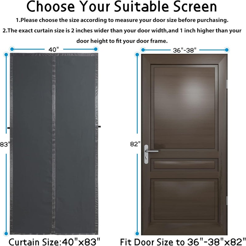 Mpmedo Magnetic Thermal Insulated Door Curtain,Thicker Layered Fabric Doorway Curtains,Temporary Door Insulation Cover Keep Warm Winter&Cool Summer,Dark Grey Fabric Door Window Insulation Kit for Winter - Image 4