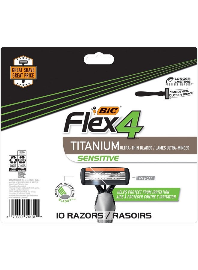 بيك فليكس 4 شفرات حلاقة حساسة من التيتانيوم للاستعمال مرة واحدة للرجال للحصول على حلاقة ناعمة ومريحة للغاية 10 قطع ماكينة حلاقة للاستعمال مرة واحدة مع 4 شفرات - Image 1
