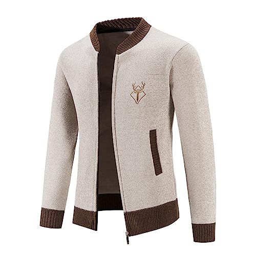 Mylldey Mens Casual Full Zip Cardigan Sweaters Cable Knit Jacket Sweater Men, US Size(OffWhit-XXL) - Image 1