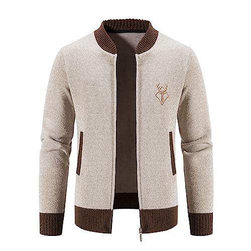 Mylldey Mens Casual Full Zip Cardigan Sweaters Cable Knit Jacket Sweater Men, US Size(OffWhit-XXL) - Image 2